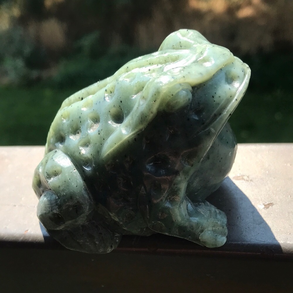 Vintage Heavy Jade Handcarved Frog Detailed - Picture 2 of 16